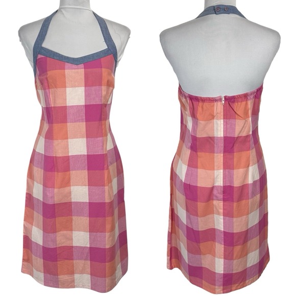 Faded Glory Dresses & Skirts - NWT‎ Y2K Plaid Chambray Halter Dress Size S Pink Gingham Sundress Preppy Vintage